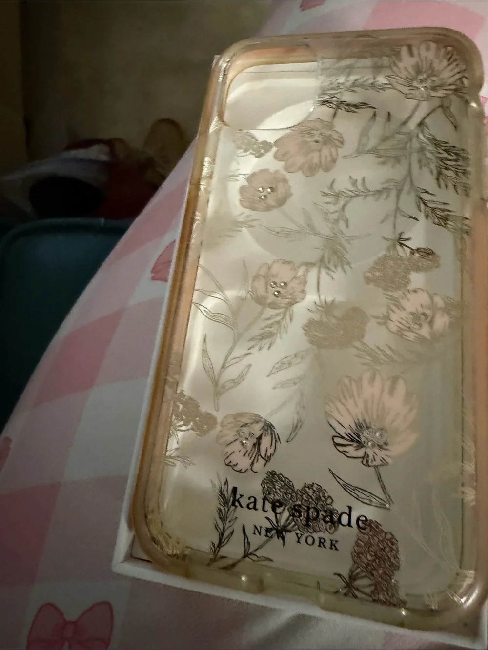 kate spade Pink and Gold Floral Clear Phone Case